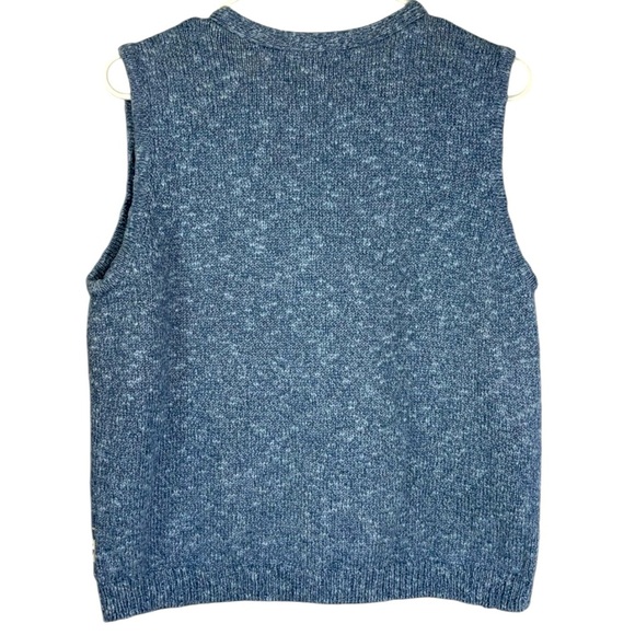 Classic Elements Autumn themed button down knit vest Sz M Blue - Picture 10 of 11